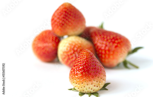 Red Ripe Strawberries Isolated On White Background.