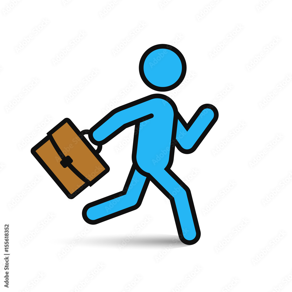 Businessman running with briefcase icon, vector man silhouette. Businessman running with briefcase icon, vector man silhouette.