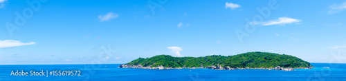 Panorama view of island at sea in sunny day,summer time
