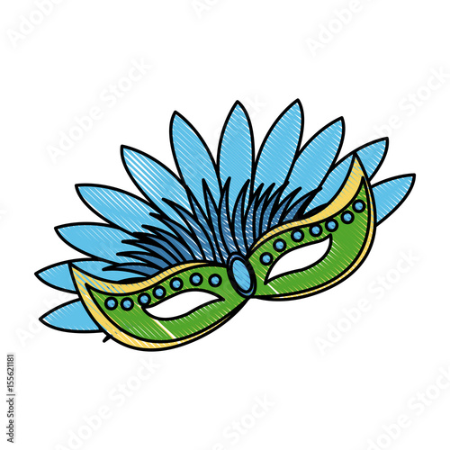 carnival mask with feathers carnival brazil festival vector illustration