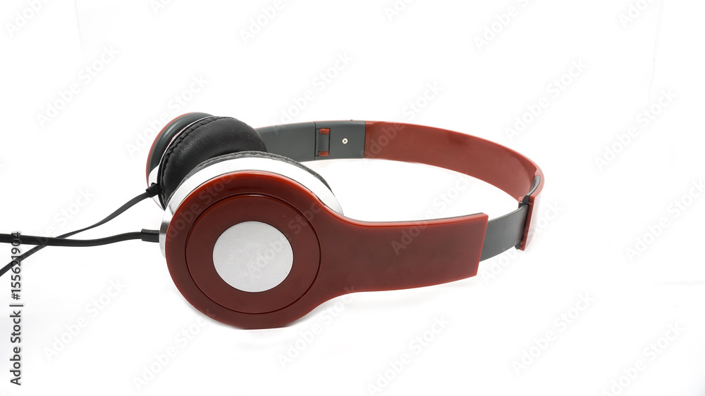 red Headphones on isolated red Headphones on isolated