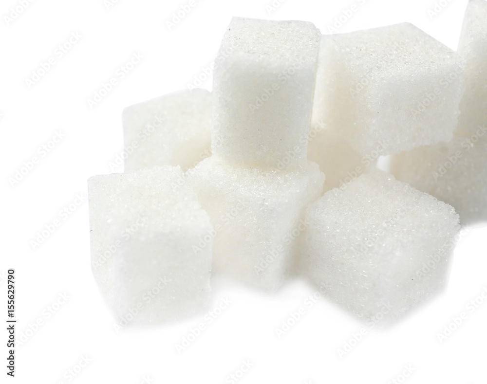 Sugar cubes on white background Sugar cubes on white background
