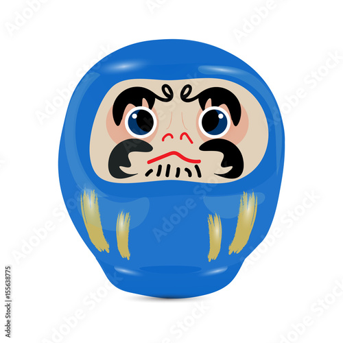 Blue Daruma doll or dharma doll vector illustration.