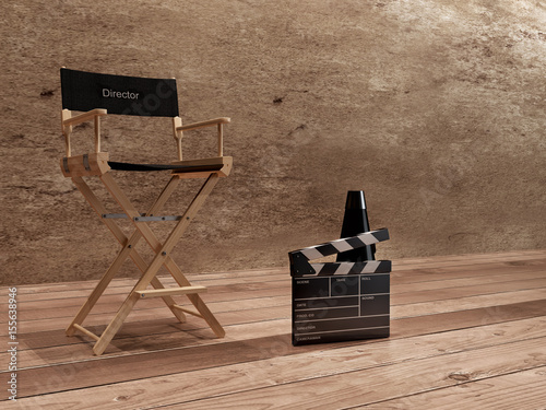 Director Chair, Movie Clapper and Megaphone