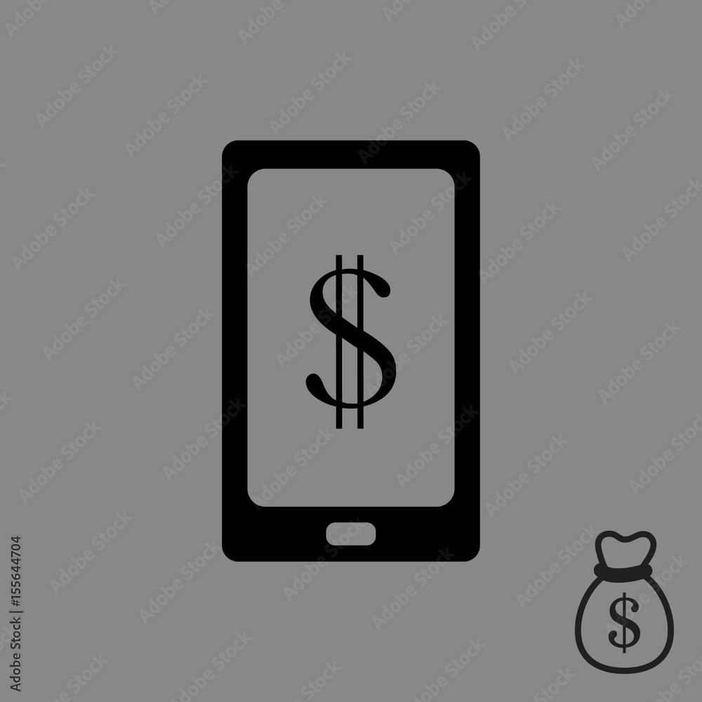 Smart phone with money dollars stock vector illustration flat design Smart phone with money dollars stock vector illustration flat design