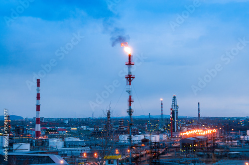 View of the Komsomolsk oil refinery in spring photo