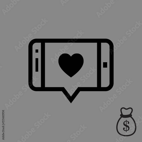 message or love chat on smartphone icon stock vector illustration flat design