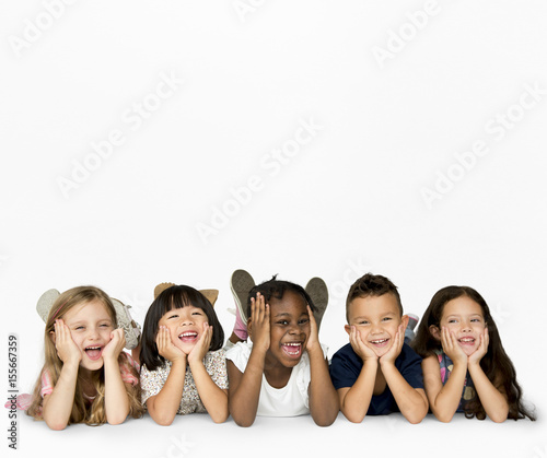 Принти на полотні Happiness group of cute and adorable children lay down