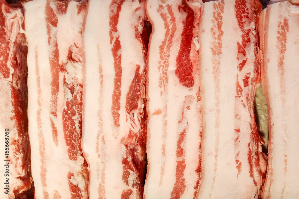 Strip fresh raw bacon