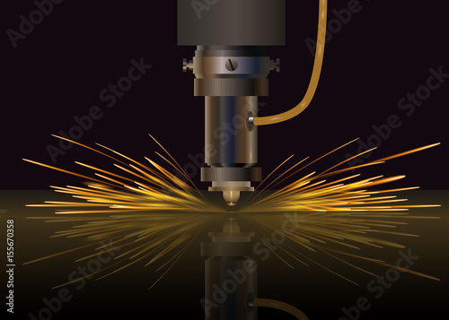 Laser machine for metal. Vector illustration.