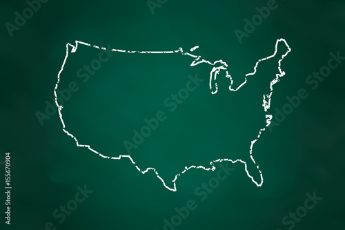 USA map Border Chalk Style