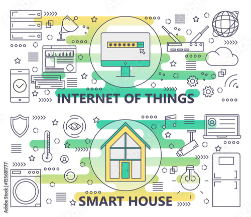 Vector thin line Internet of things and Smart House banners