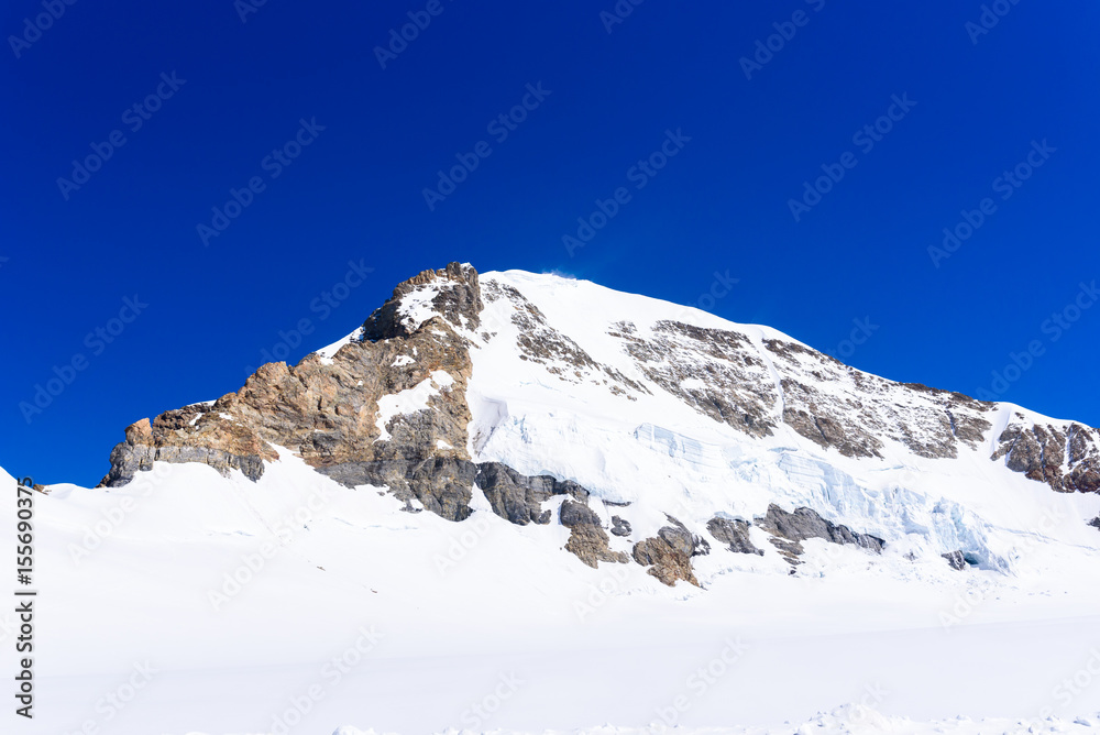 Moench mountain - View of the mountain Moench in the Bernese Alps in Switzerland - travel destination in Europe