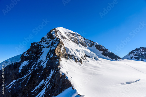 Moench mountain - View of the mountain Moench in the Bernese Alps in Switzerland - travel destination in Europe