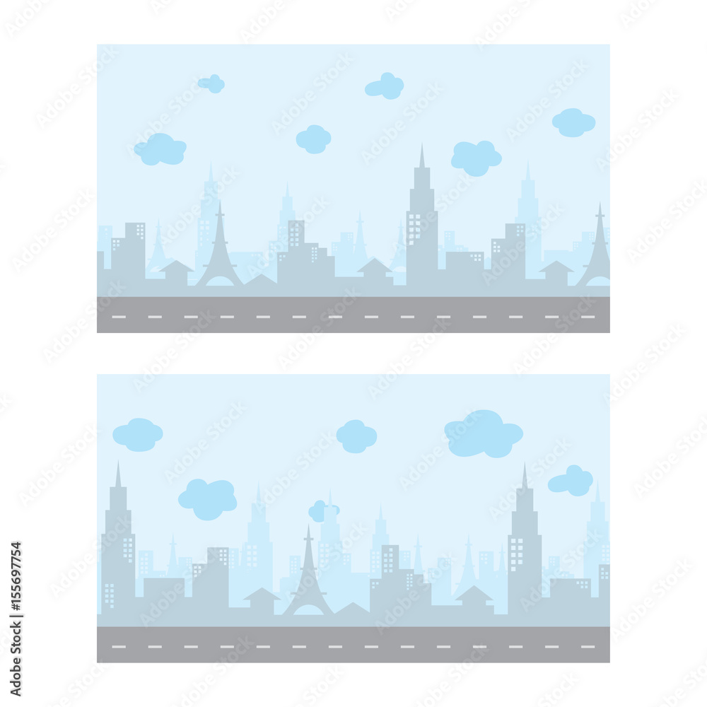 video game asset city view color theme vector art