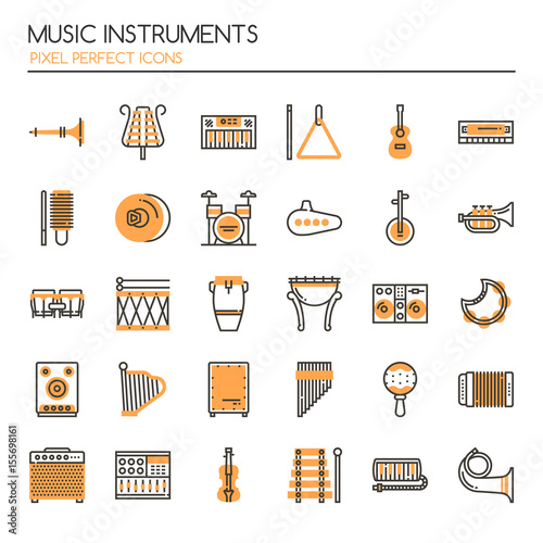 Music Instruments , Thin Line and Pixel Perfect Icons