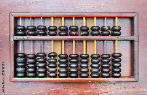 Chinese ABACUS old antique calculator retro finance education ,tool work business accounting. photo