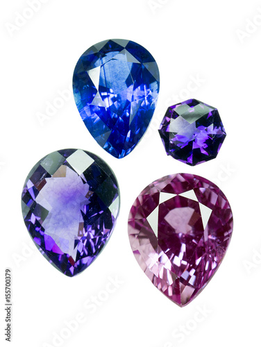 Bright gems on a white background
