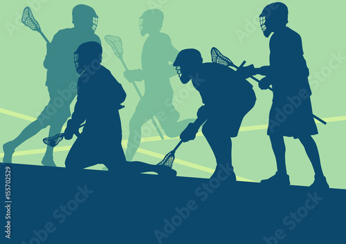 Lacrosse player in protective gear teamwork sport vector