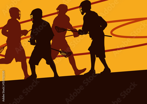 Lacrosse player in protective gear teamwork sport vector