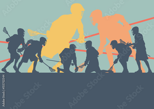 Lacrosse player in protective gear teamwork sport vector