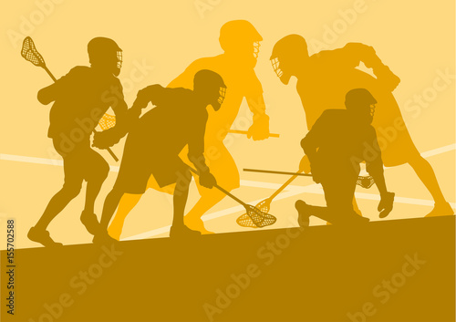 Lacrosse player in protective gear teamwork sport vector