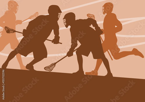 Lacrosse player in protective gear teamwork sport vector