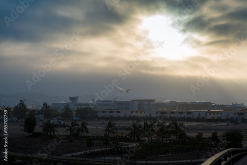 Early morning flight leaving San Diego Lindbergh Field