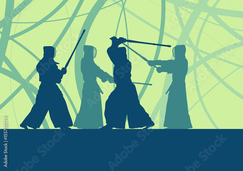 Kendo fighter in uniform vector