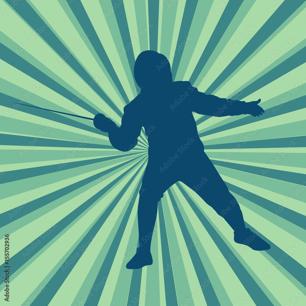 Fencing player fight abstract vector