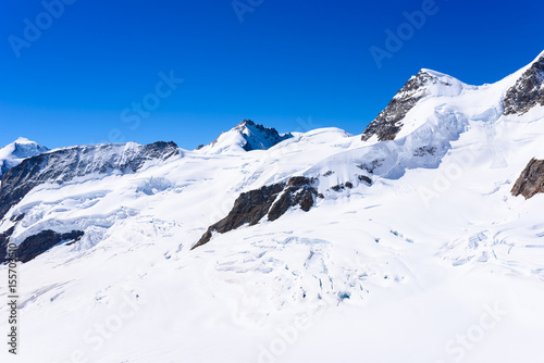 Jungfrau mountain - View of the mountain Jungfrau in the Bernese Alps in Switzerland - travel destination in Europe
