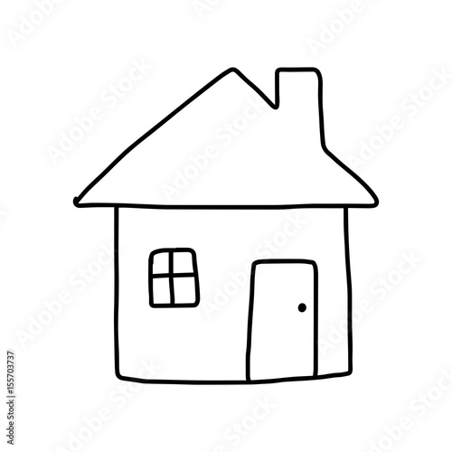 home icon - vector illustration sketch hand drawn with black lines, isolated on white background