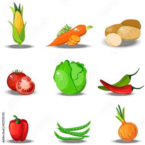 set with fresh healty vegetables