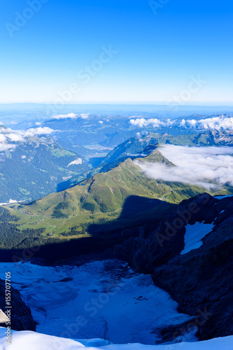 View from Jungfraujoch platform to Lauterbrunnen  Bernese Alps in Switzerland - travel destination in Europe