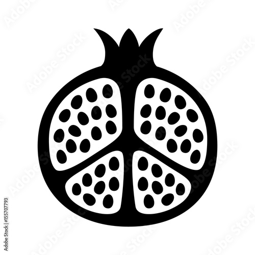 Pomegranate fruit cut in half flat vector icon for food apps and websites