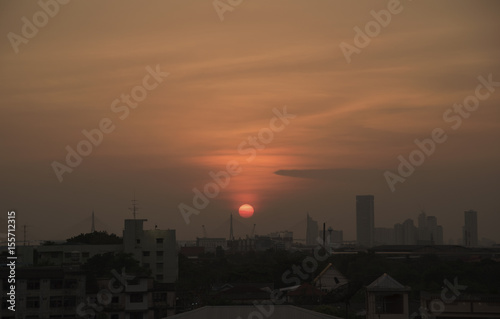 Sunset in the city of Thailand