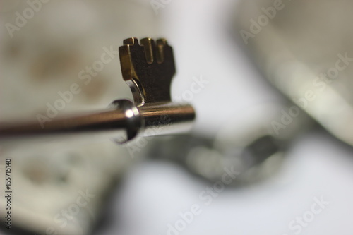 the key to the lock on a blurry background
