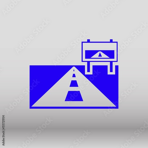 Asphalt road with markings leading into the distance on a white background vector icon