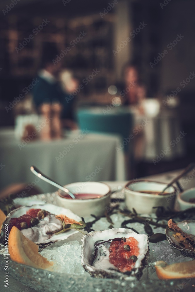 Tasty oysters on a plate