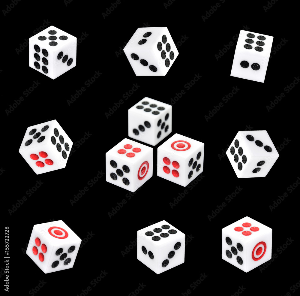 set of dice on black background set of dice on black background