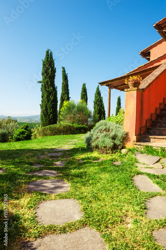 Beautiful patio of the country house. Tuscany, Italy © smallredgirl