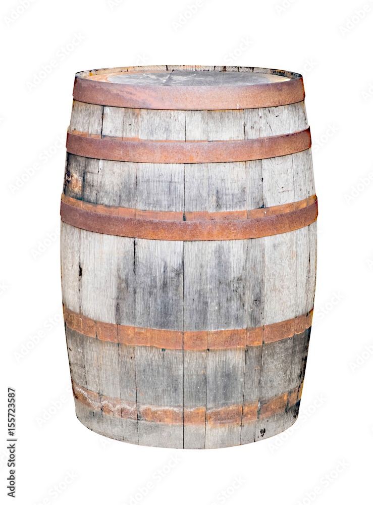 Fototapeta premium Old retro wooden barrel isolated with clipping path included