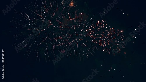 Lots of winking fireworks are shooted continuously. 