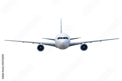 Front of plane aircraft, isolated on white background