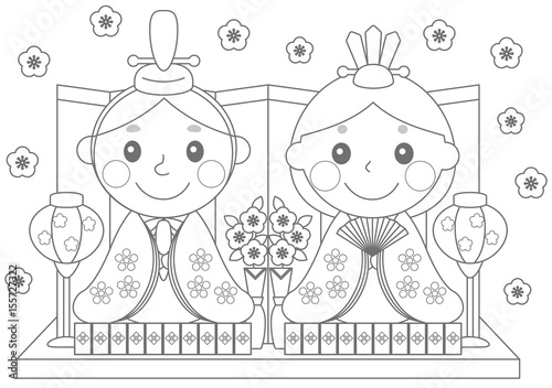 ひなまつりぬりえ