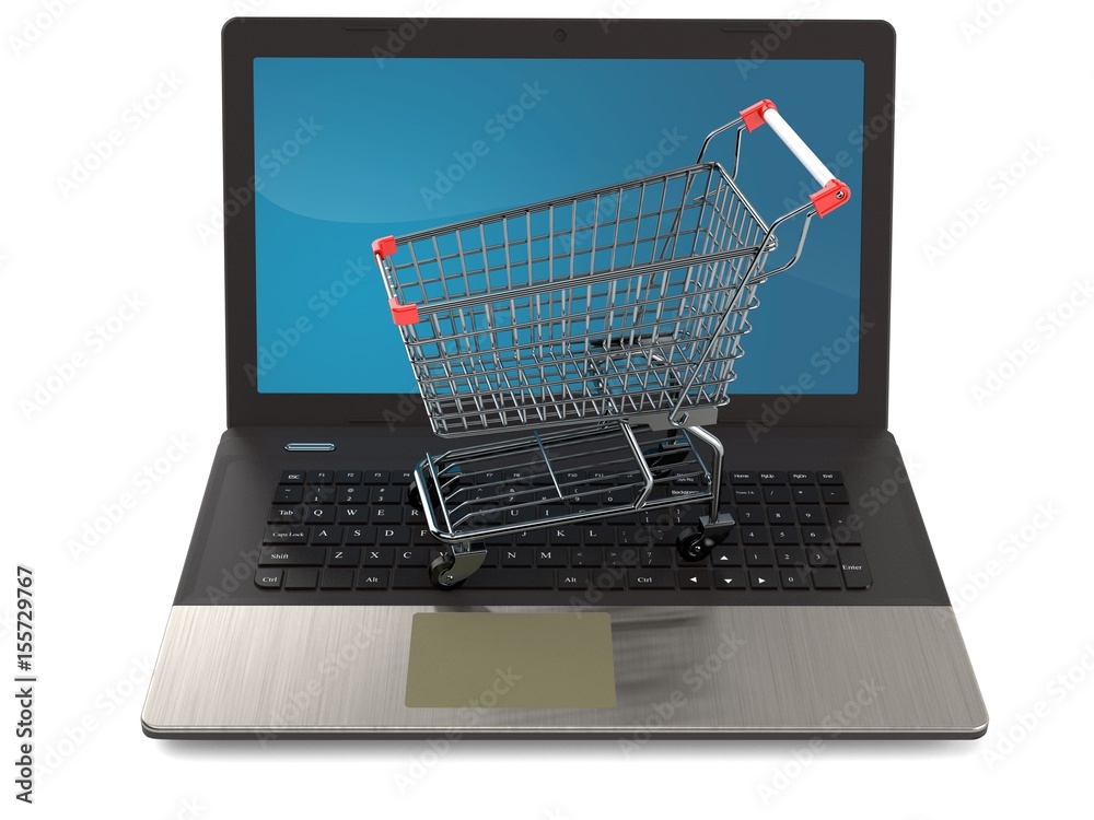 Laptop with shopping cart