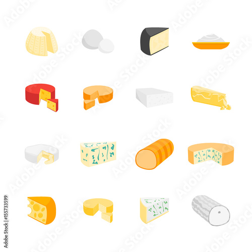 Cheese Product Dairy Set. Vector