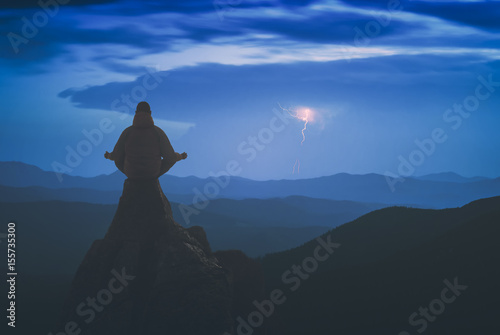 Fotografie Meditation on a pin. Instagram stylization.