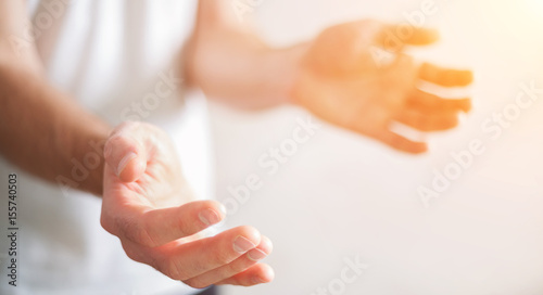 Businessman showing his empty hand