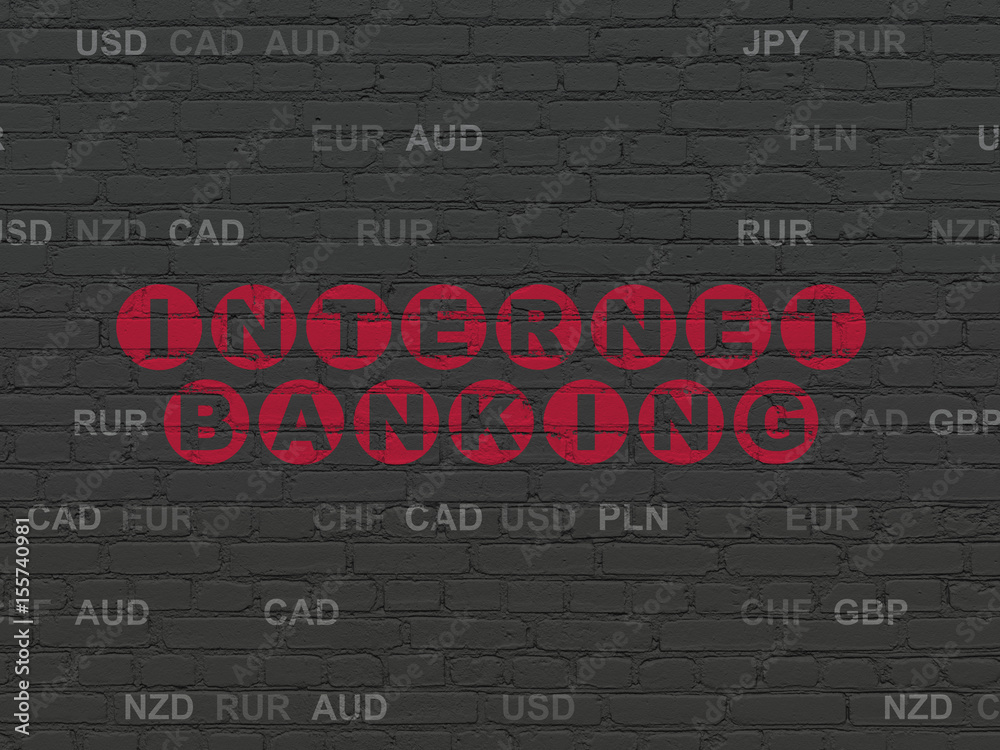 Currency concept: Internet Banking on wall background Currency concept: Internet Banking on wall background